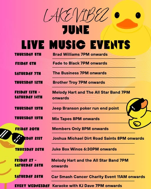 Lake Vibez live entertainment schedule